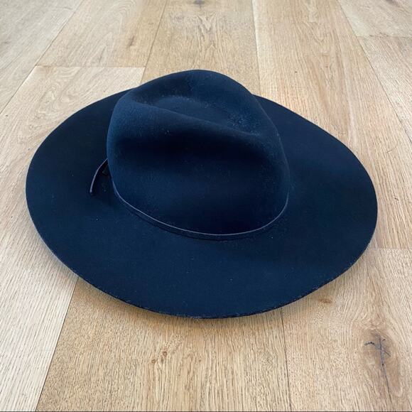 Lack Of Color Wide Brim Fedora in Black 100% Wool Size S - Picture 1 of 4